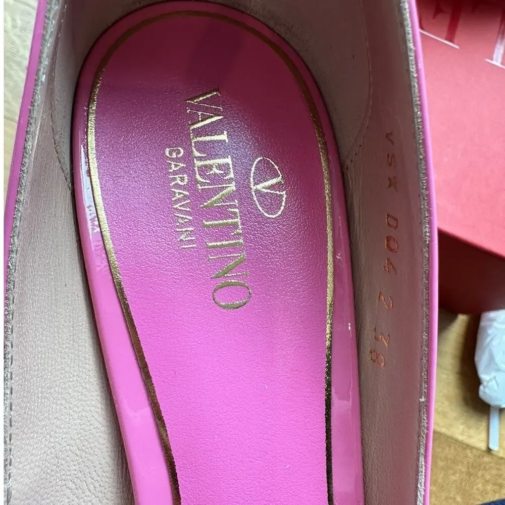 nwob Valentino Tan-Go Barbie Pink Patent Leather Platform Pumps size IT 38 US 8